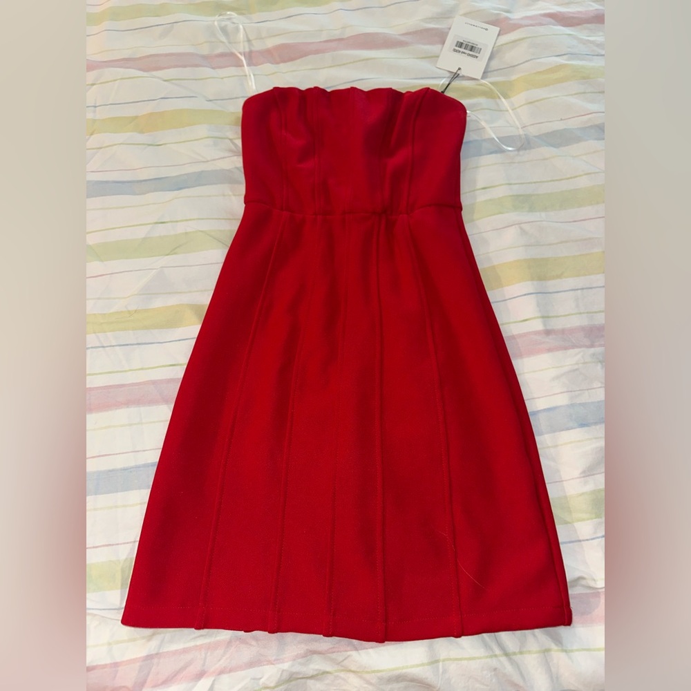 Elegant Strapless Red Dress